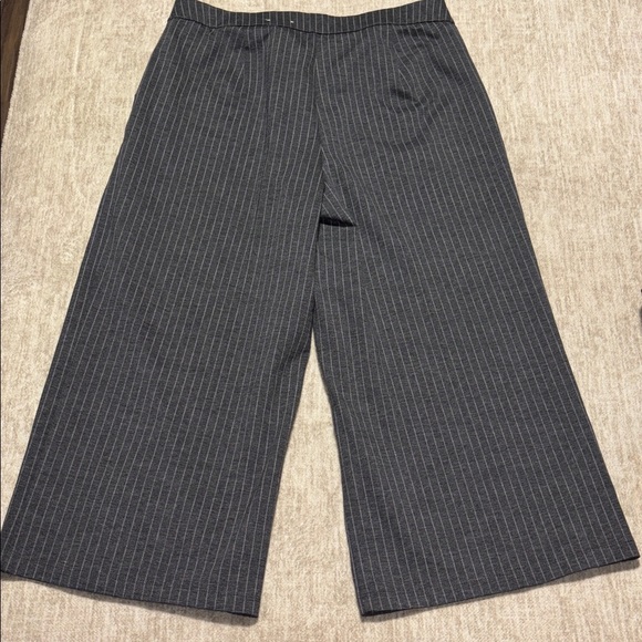 1X Stretch Wide Leg Grey pinstripe pants pull on Roz & Ali - Picture 4 of 5